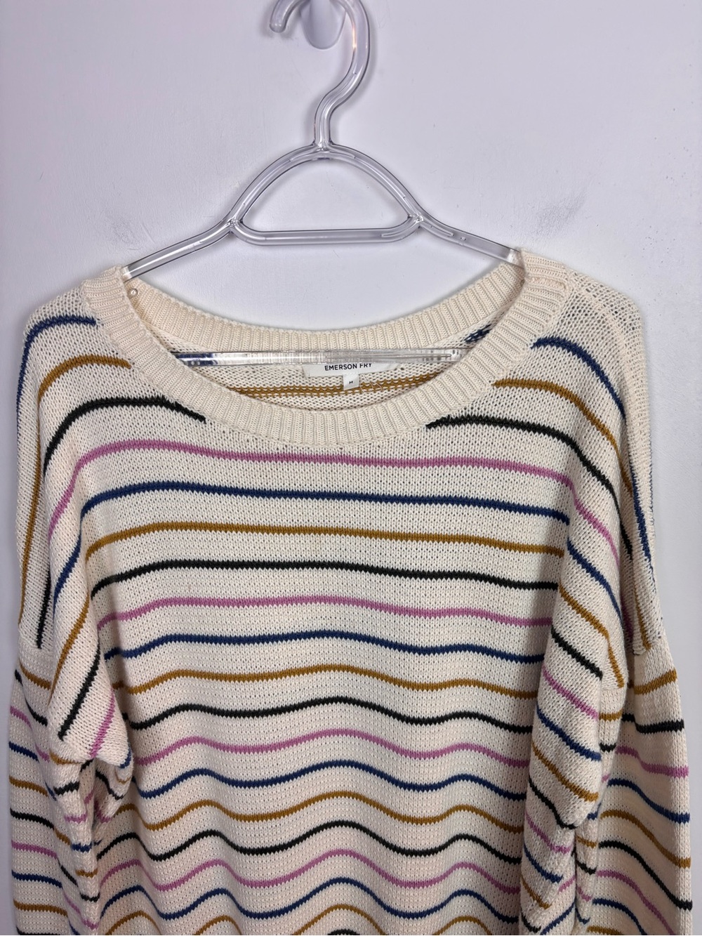 Emerson Fry Carolyn Rainbow Striped Sweater Size Medium - Picture 3 of 10